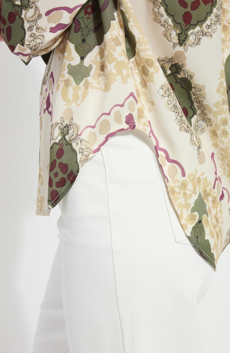 Lysse Ishani Scarf Print Button-Up Satin Shirt, Alternate, color, 