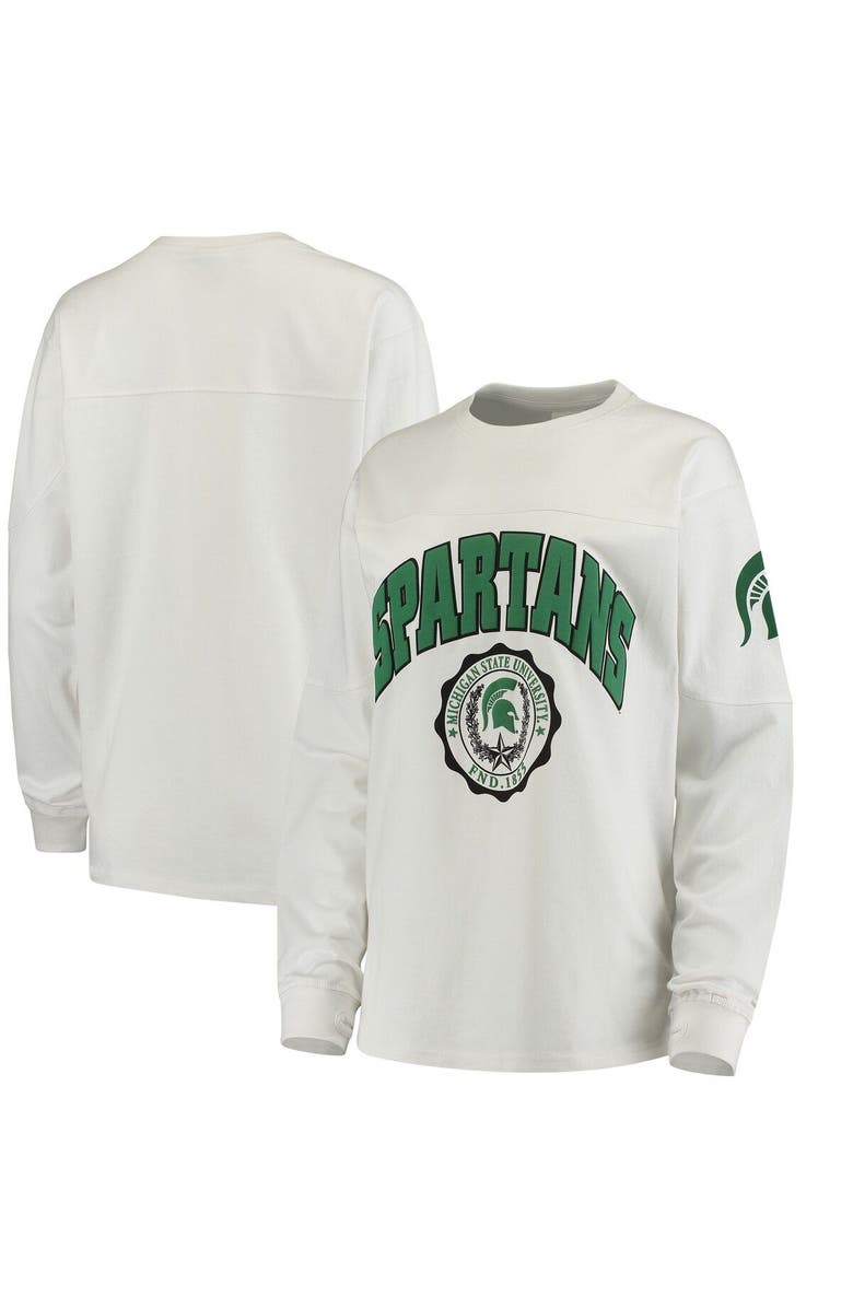 PRESSBOX Women's White Michigan State Spartans Edith Long Sleeve T-Shirt, Alternate, color,