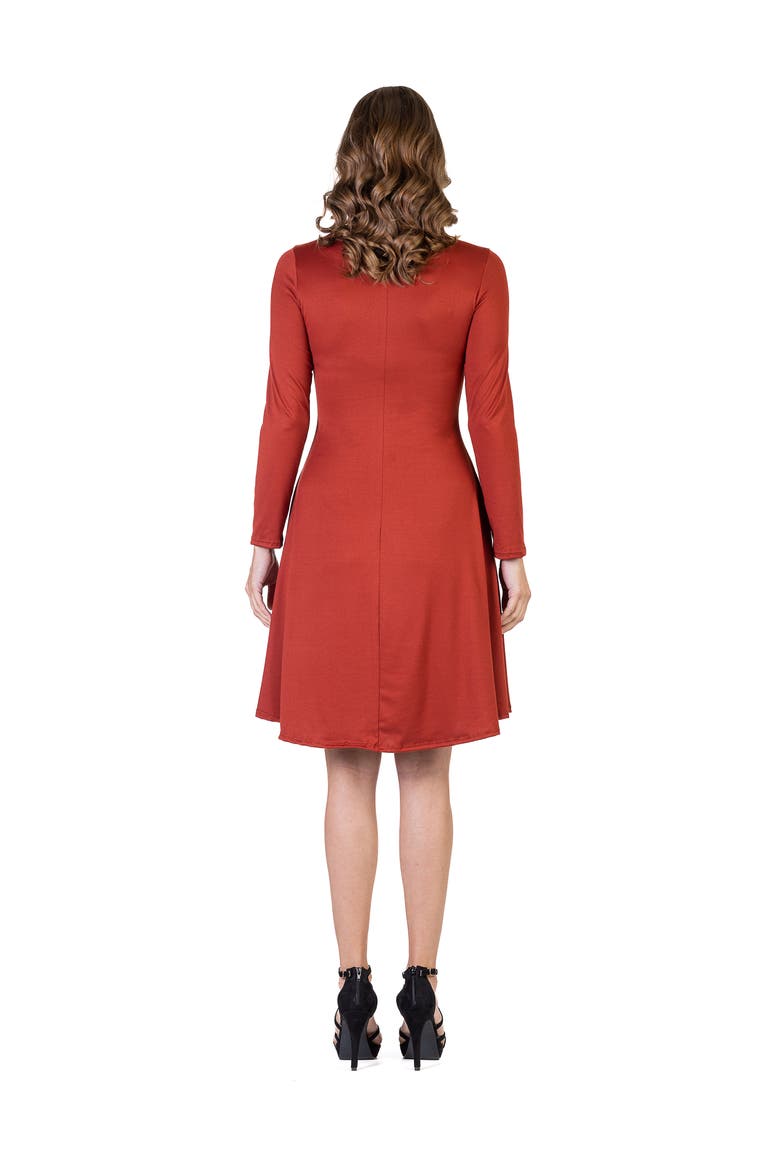 Classic Long Sleeve Flared Mini Dress, Alternate, color, Rust