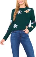 CeCe Floral Crewneck Sweater