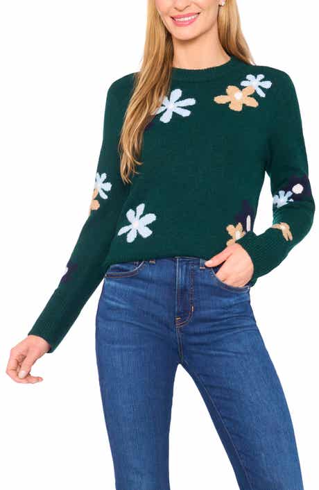 CeCe Floral Crewneck Sweater