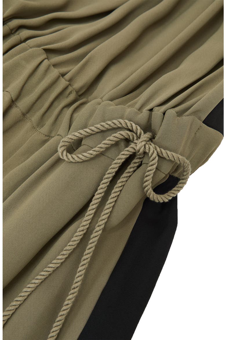 Inez Drawstring Waist Wide Leg Jumpsuit, Alternate, color, KHAKI GREEN/ BLACK
