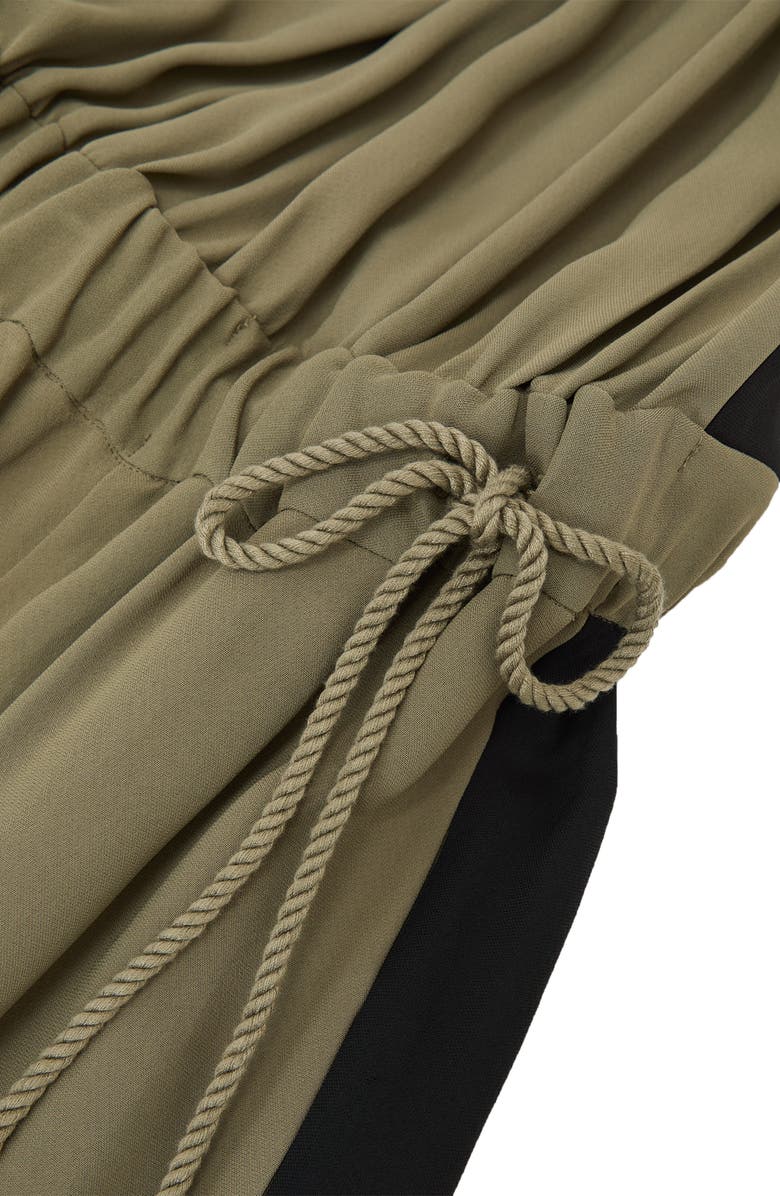 Reiss Inez Drawstring Waist Wide Leg Jumpsuit, Alternate, color, Khaki Green/ Black