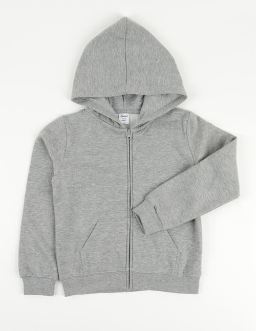 Leveret Kids Zip-up Hoodie, 100% Cotton, Solid Colors In Gray