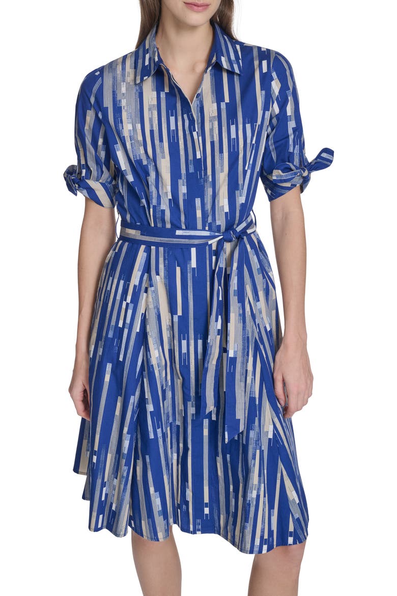 Short Sleeve Cotton Shirtdress, Alternate, color, ULTRAMARINE MULTI