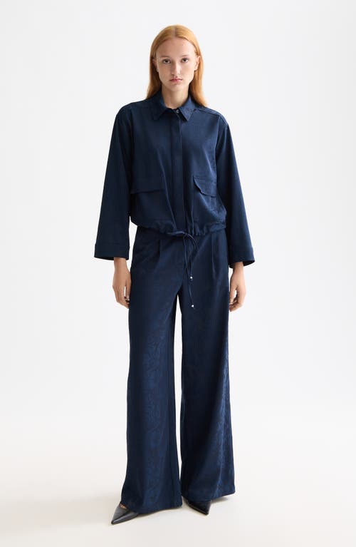 Scotch & Soda Eleni Jacquard High Waist Wide Leg Pants In Blue