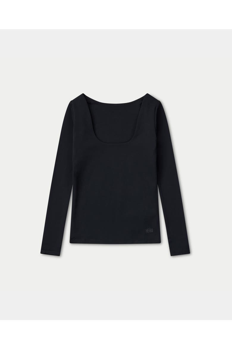 Dual Wear Long Sleeve Scoop Neck Top, Alternate, color, Black