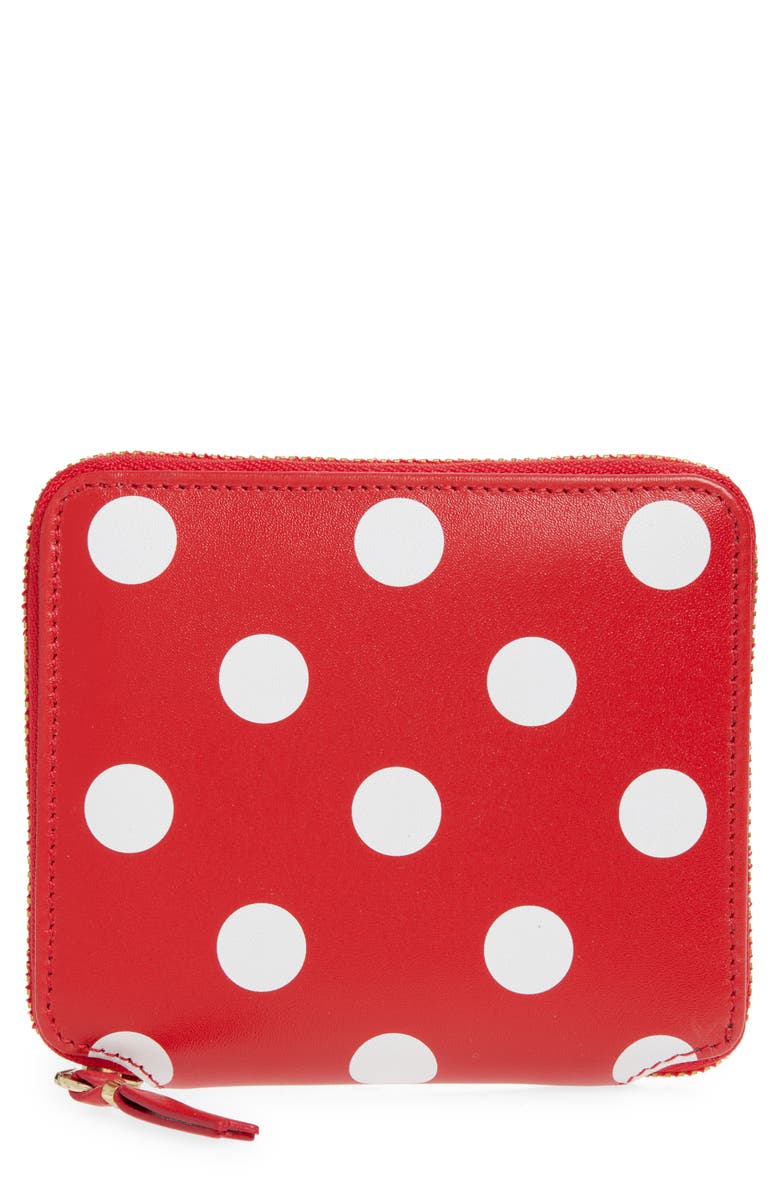 Comme des Garçons Wallets Dot Print Leather Wallet, Main, color, Red