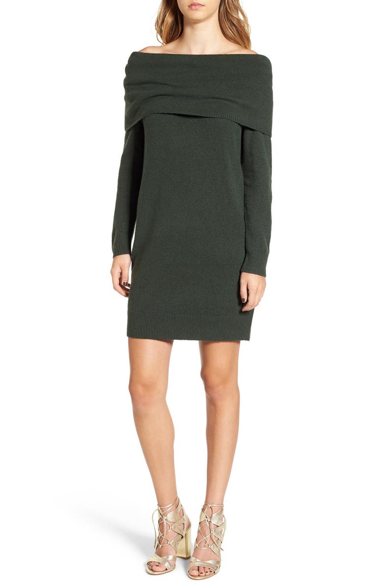BP. Off the Shoulder Sweater Dress, Main, color, 