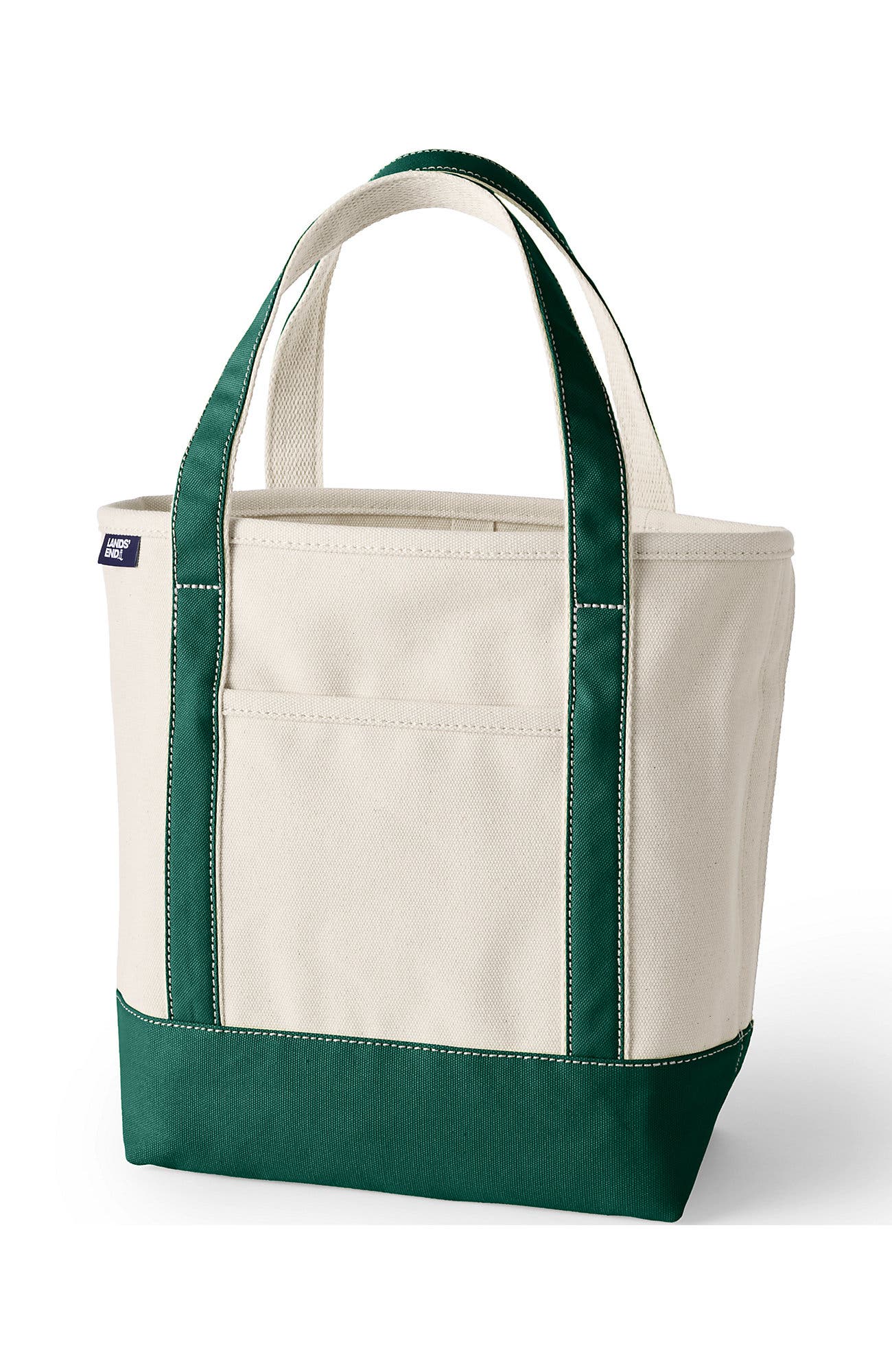 Lands' End Open Top Canvas Tote Bag, Main, color, Natural/Bright Spruce
