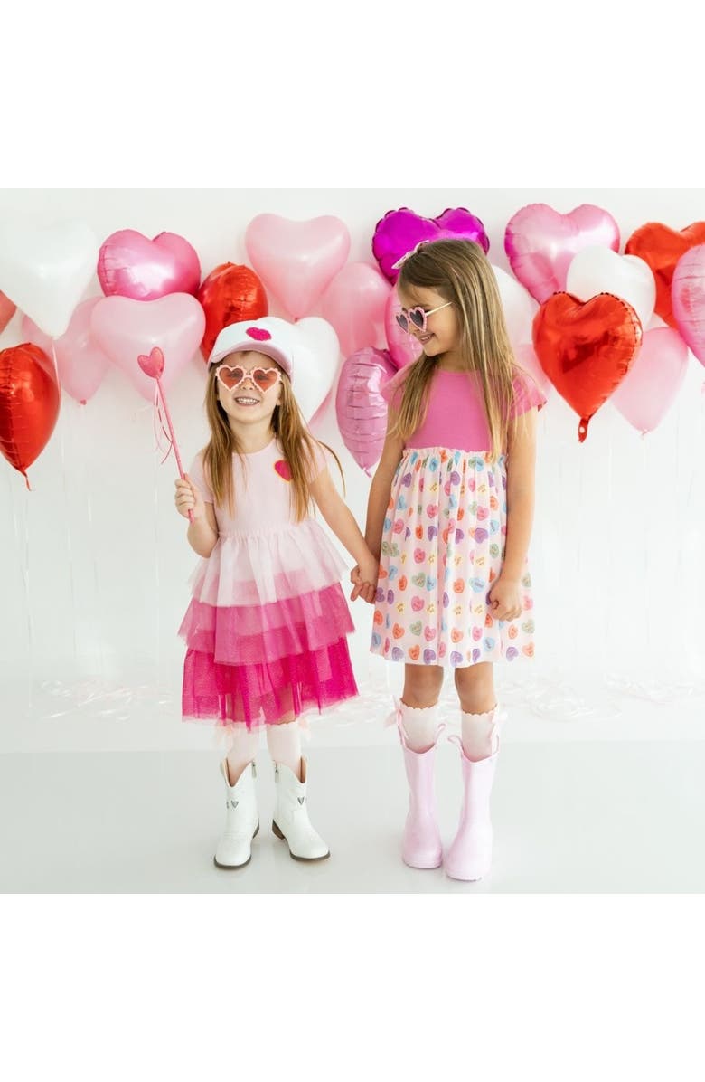Sweet Wink Pink Petal Valentine's Day Short Sleeve Tutu Dress, Alternate, color,