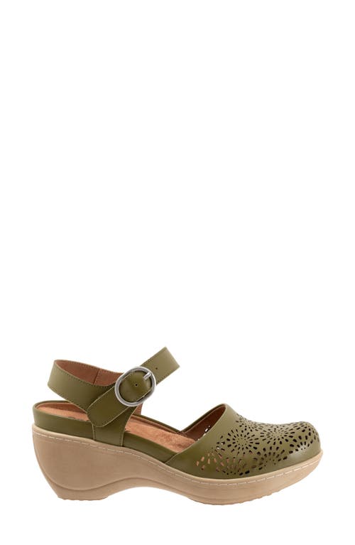 Softwalk ® Mabelle Perf Ankle Strap Platform Wedge Clog In Olive