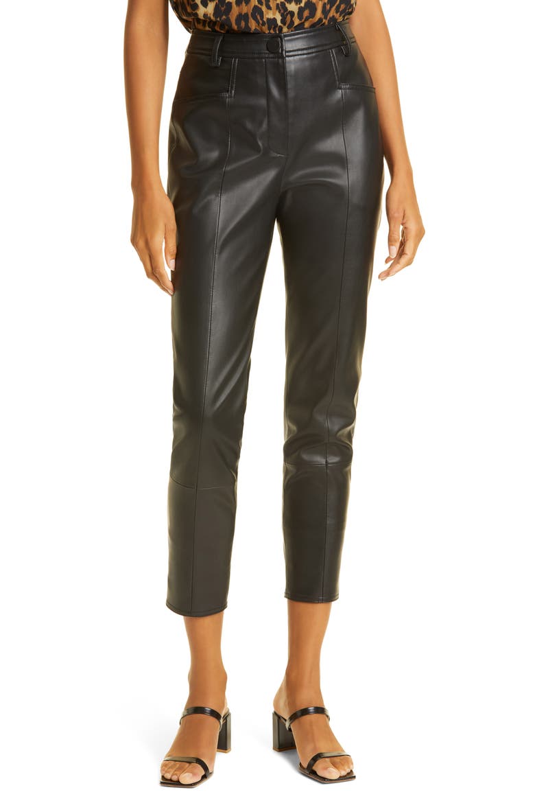 Rue High Waist Faux Leather Pants, Main, color, BLACK