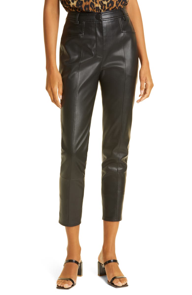 Milly Rue High Waist Faux Leather Pants, Main, color,