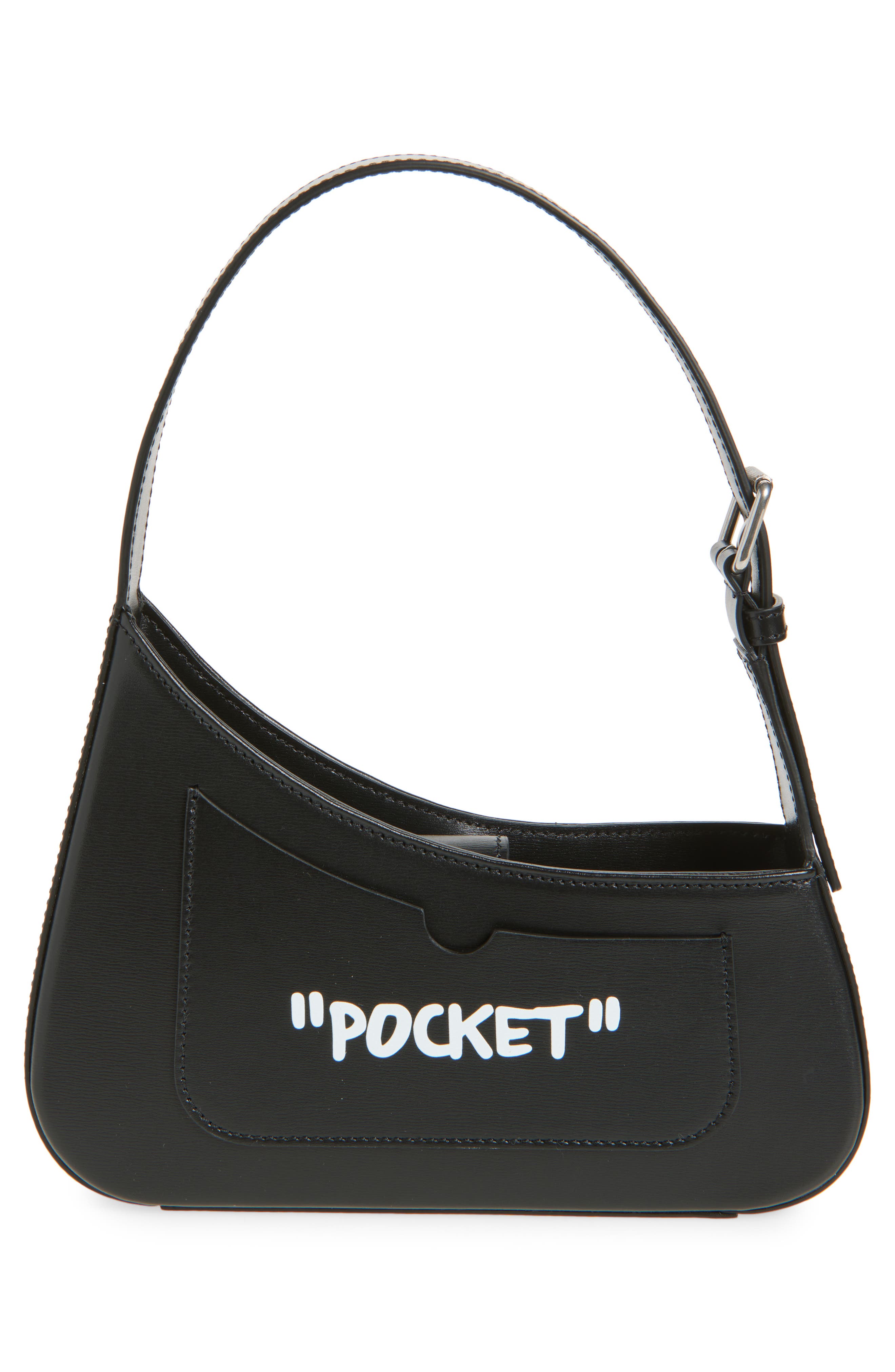 Off-White Jitney Quote Leather Shoulder Bag, Alternate, color, 