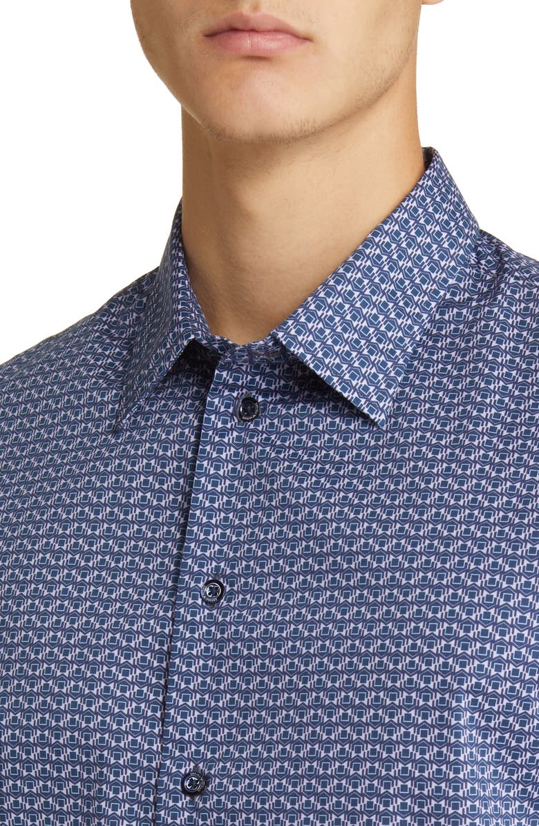 Emporio Armani Geo Box Stretch Button-Up Shirt, Alternate, color, 
