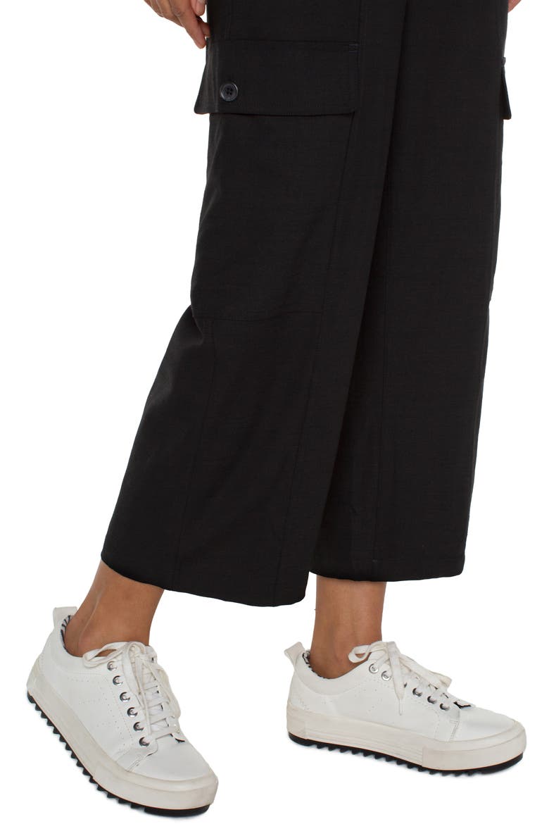 High Waist Crop Wide Leg Cargo Pants, Alternate, color, BLACK