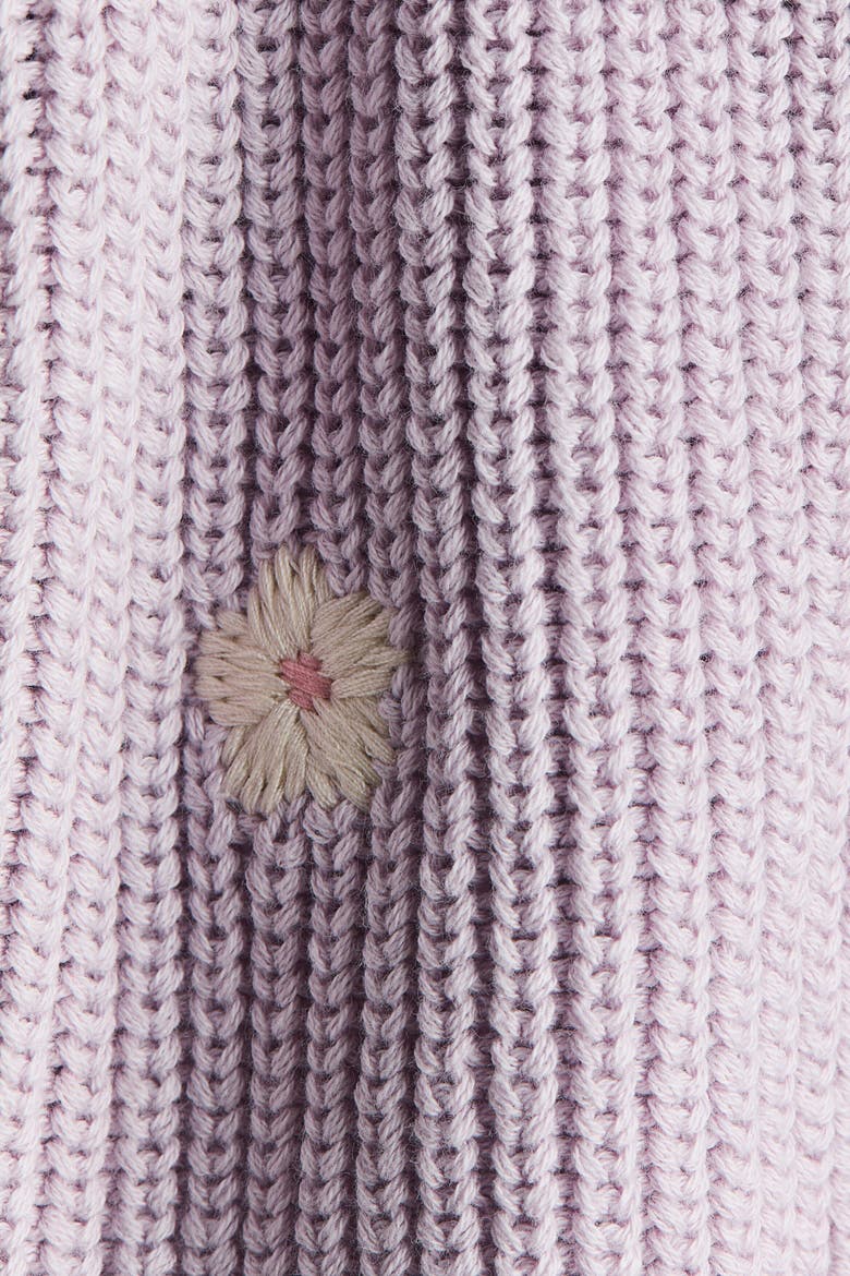Embroidered-detail Cotton Cardigan, Alternate, color, Light purple/flowers