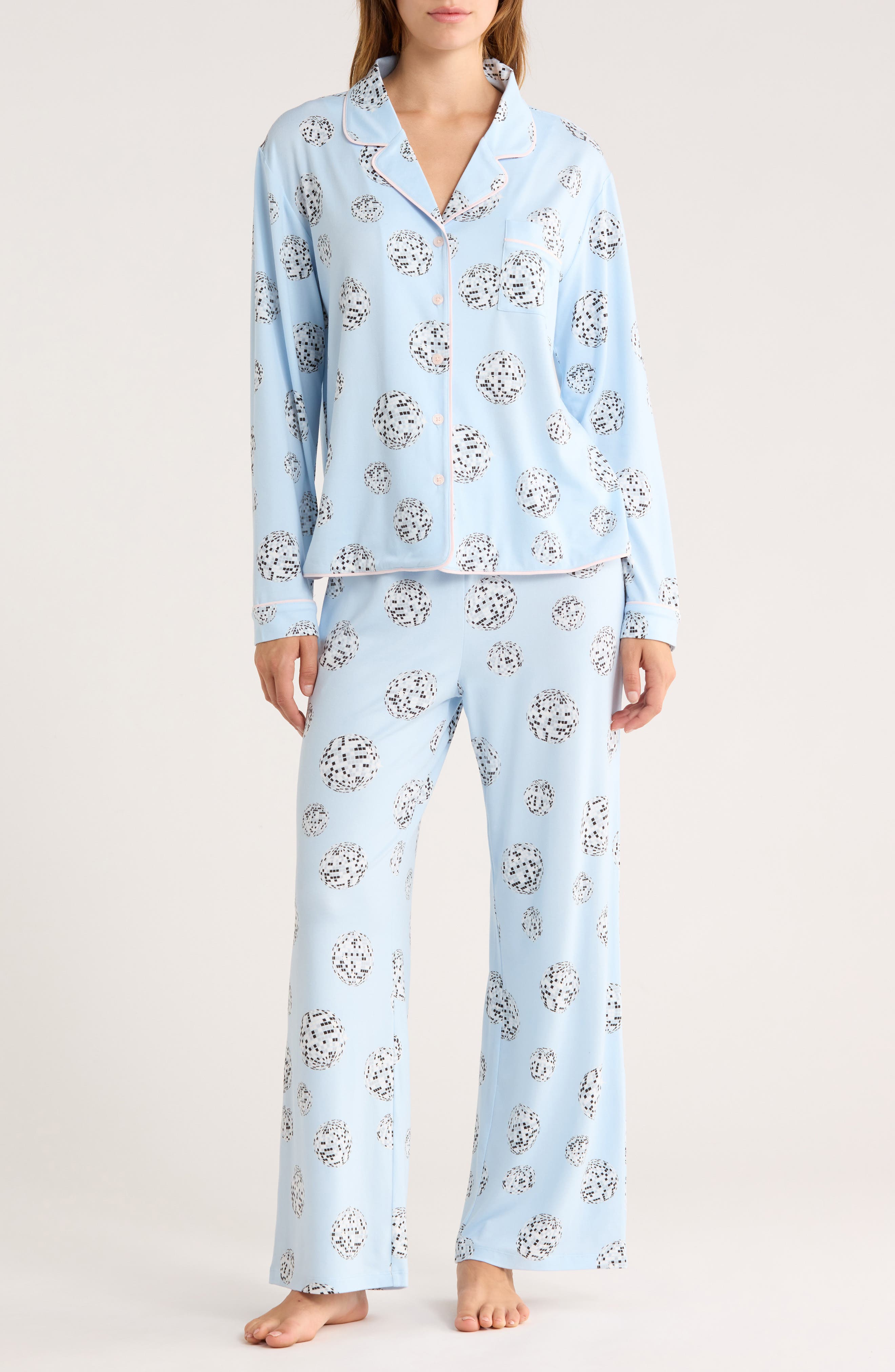 Quiet Night Long Sleeve Button-Up Top & Pants Pajamas