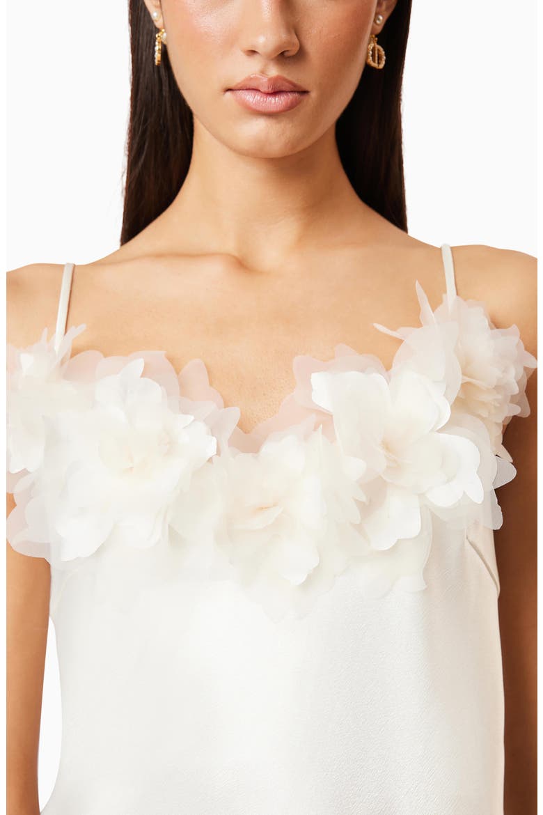 Katalina Organza Floral Appliqué Satin Cocktail Minidress, Alternate, color, IVORY