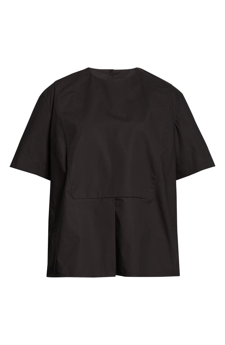 Jil Sander Plastron Back Button Cotton Poplin Top, Main, color, Black