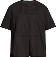 Jil Sander Plastron Back Button Cotton Poplin Top