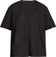 Jil Sander Plastron Back Button Cotton Poplin Top