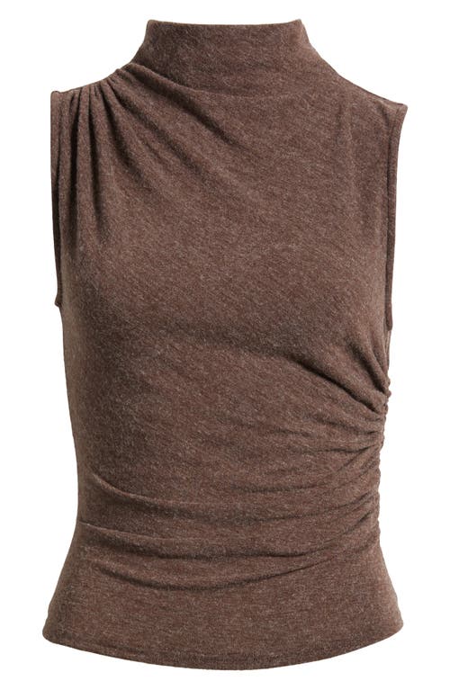 Rails Christen Ruched Mock Neck Sleeveless Top In Heather Brown