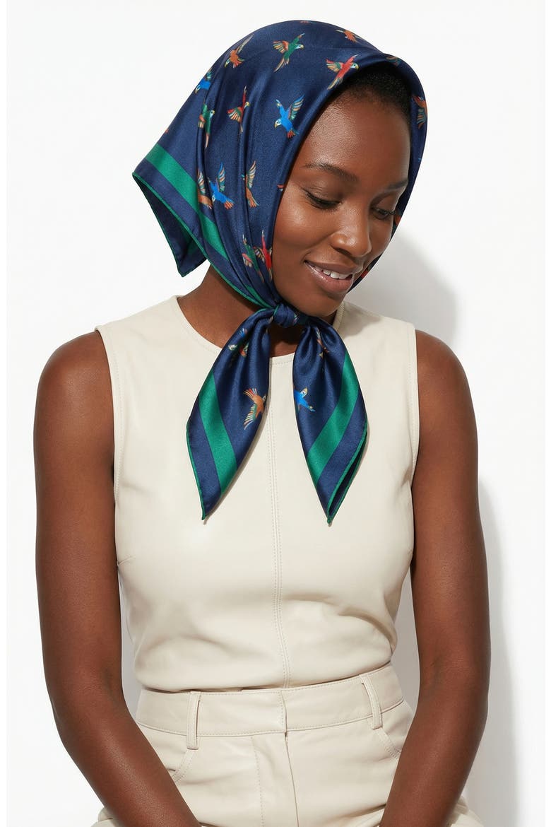 Freedom Wings Double Sided Silk Scarf, Alternate, color, blue