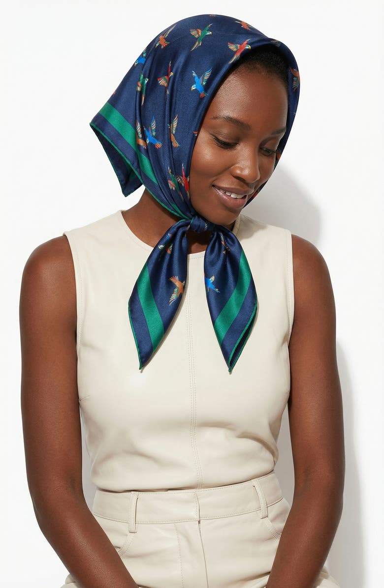 Jessie Zhao New York Freedom Wings Double Sided Silk Scarf, Alternate, color, Blue