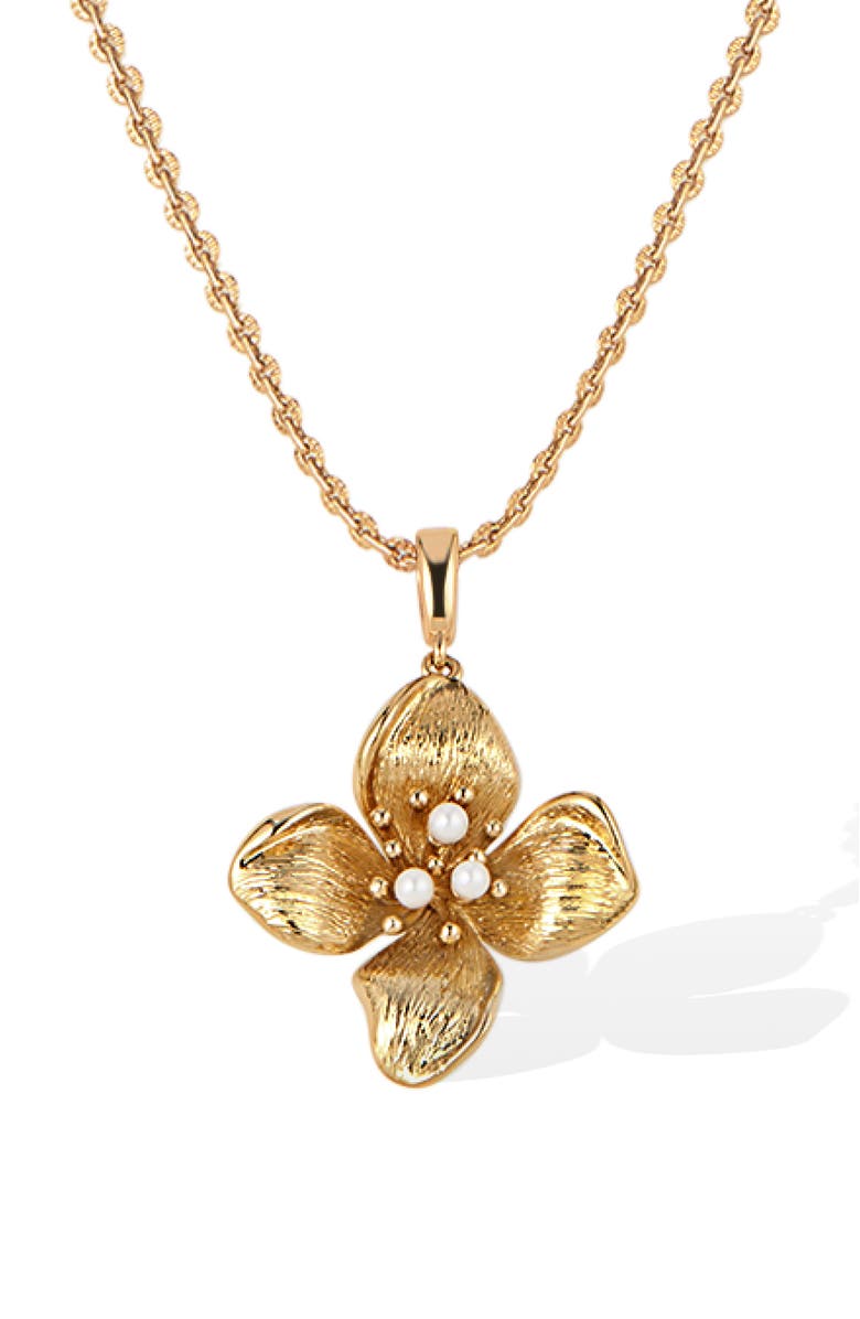 RETRO CHIC Iris Blossom Pendant Necklace, Alternate, color, Gold