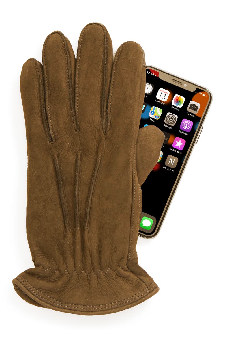 Three-Point Leather Tech Gloves (Men) | Nordstrom