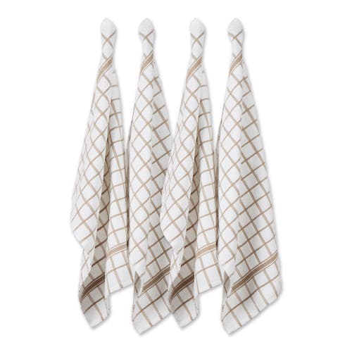 Dii Windowpane Terry Dishtowel Set/4 In Brown