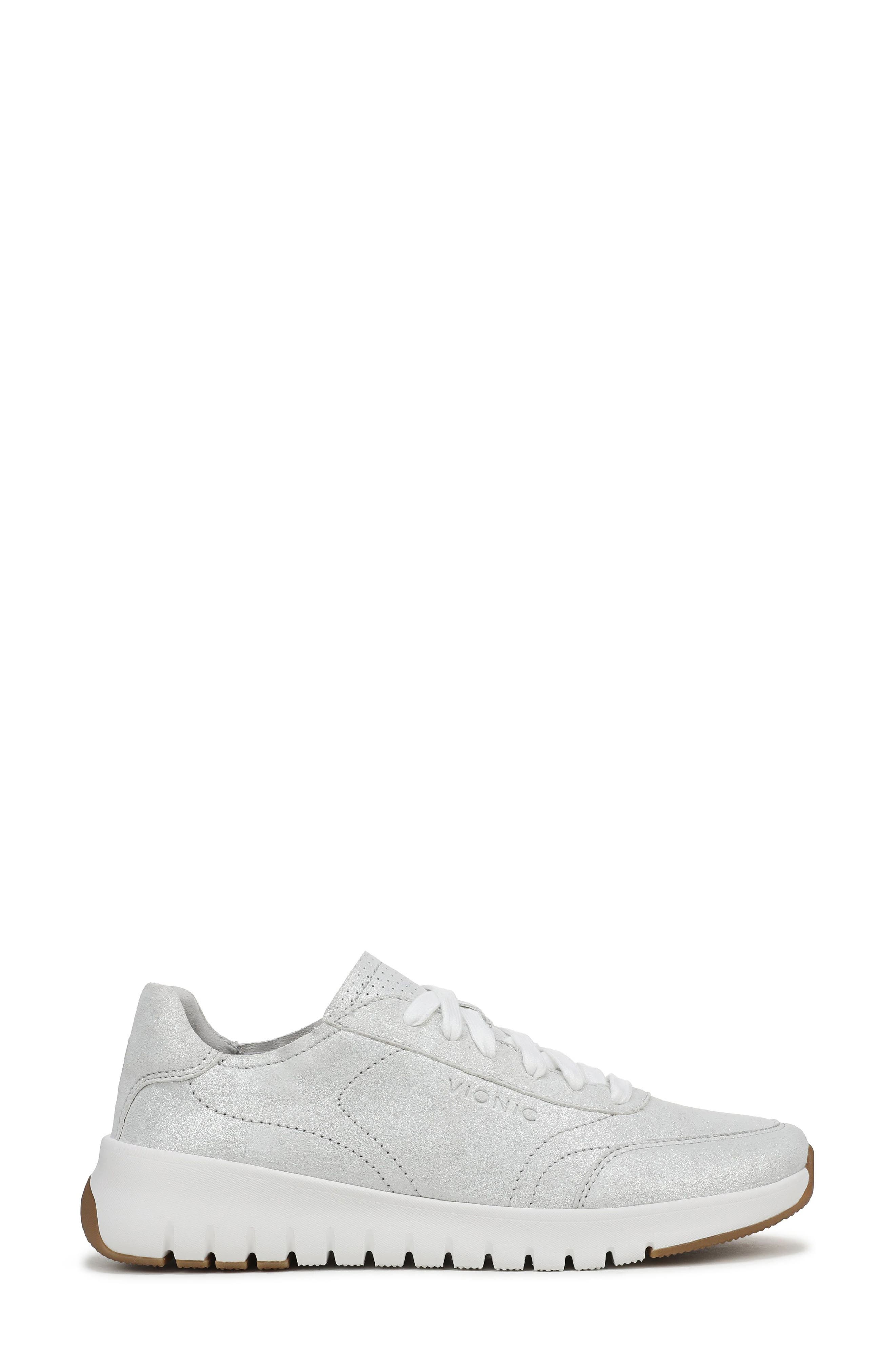 Uptown Metallic Suede Sneaker, Alternate, color, SILVER LEATHER