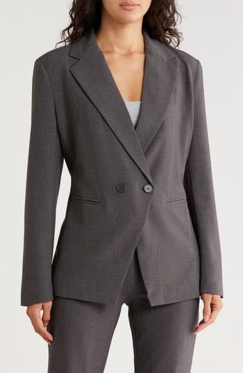 Leith Tailored Double Breasted Blazer In Gray