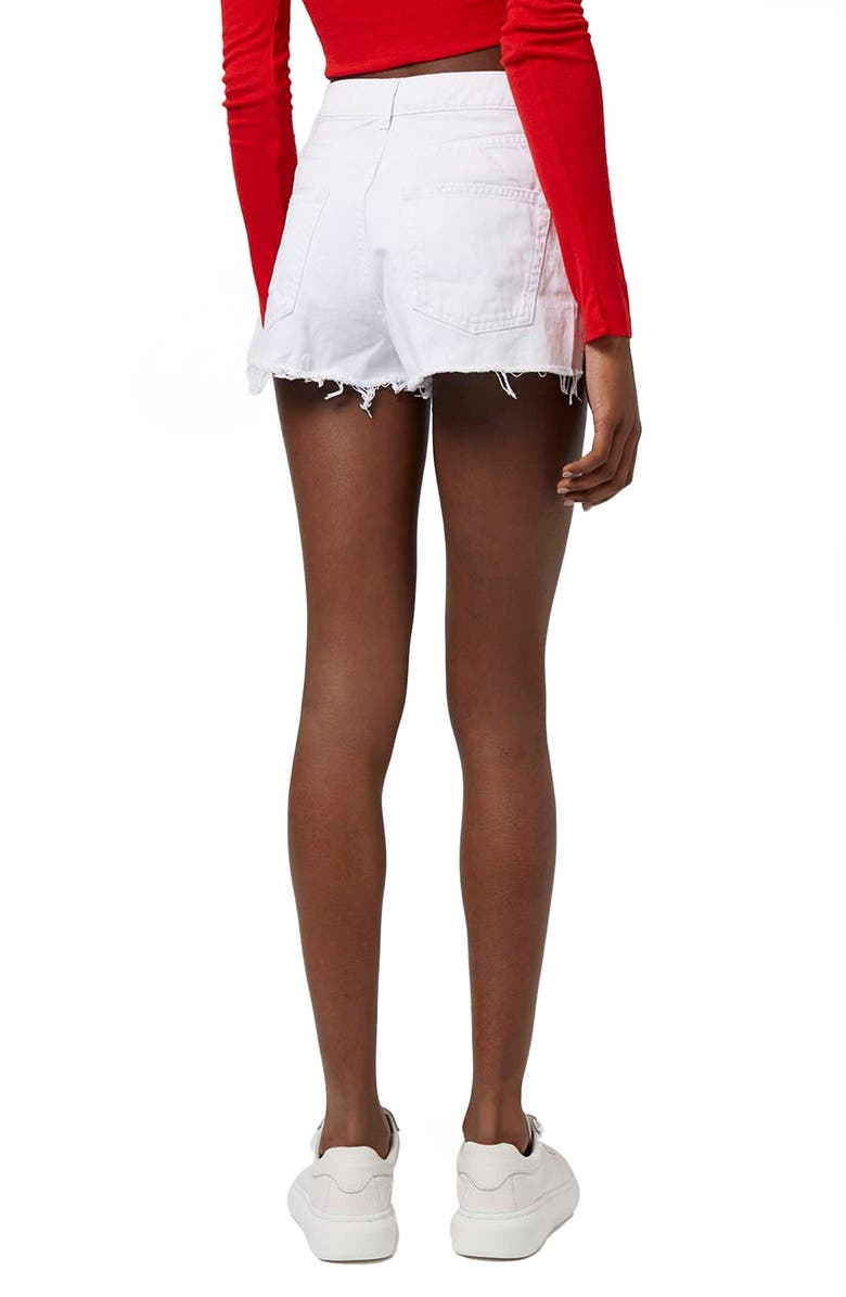 Topshop High Rise Ripped Denim Shorts, Alternate, color,