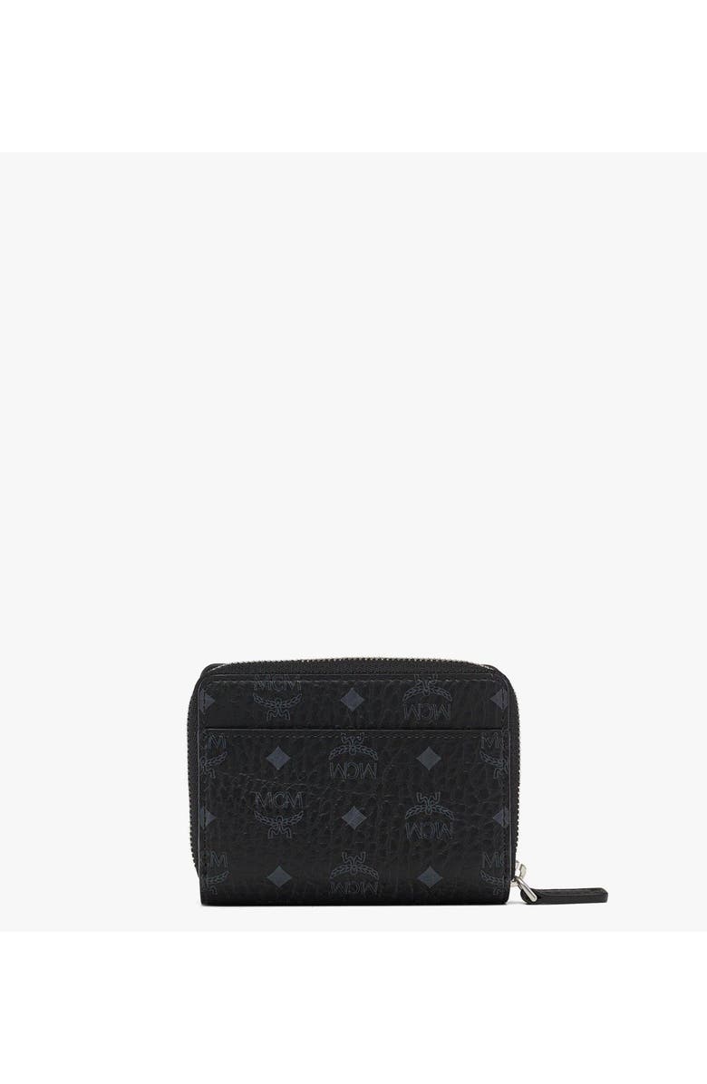 MCM Aren Brass Plate Wallet in Visetos, Alternate, color, Black