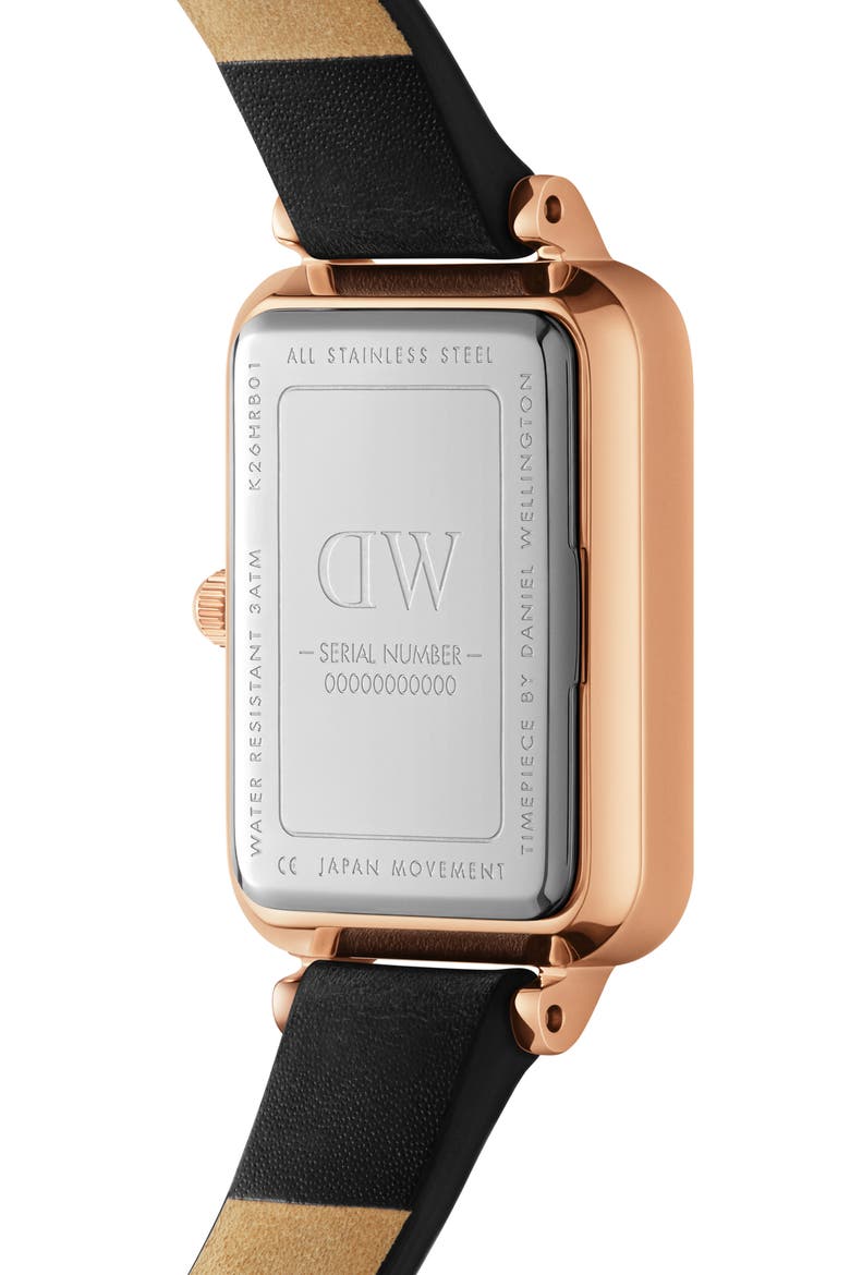 Quadro Melrose Leather Strap Watch, 20mm x 26mm, Alternate, color, ROSE GOLD/ GREEN