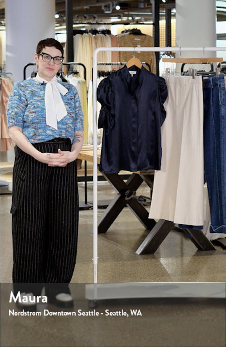 Puff Sleeve Silk Button-Up Shirt, sales video thumbnail