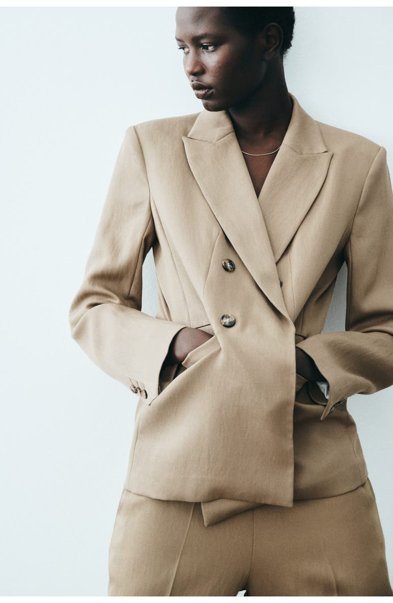 H&M Blazer, Alternate, color, Dark Beige