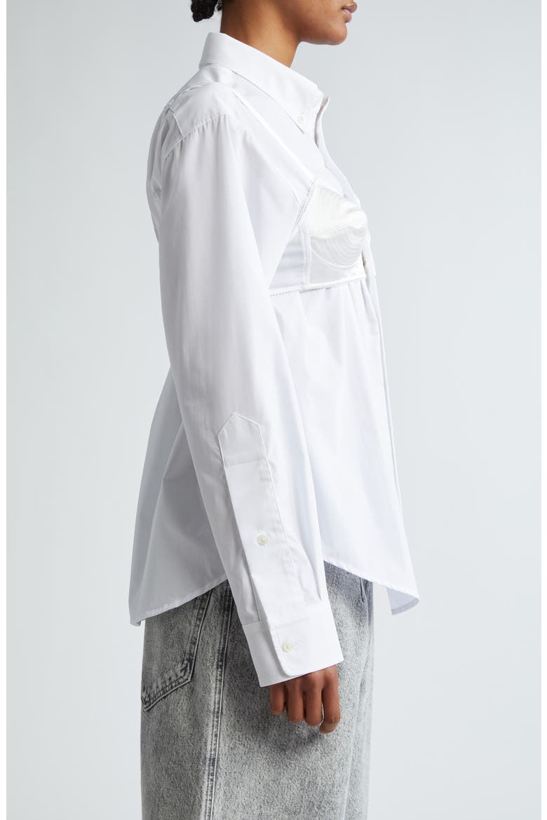 Bra Cotton Button-Down Shirt, Alternate, color, WHITE
