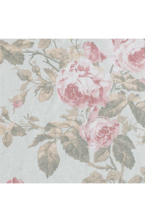 Madelynn Floral Cotton Tap Top Valance - Pastel Blue