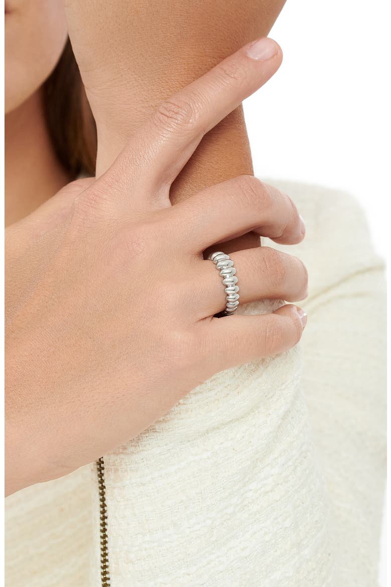 Puffy Ribbed Band Ring, Alternate, color, SILVER