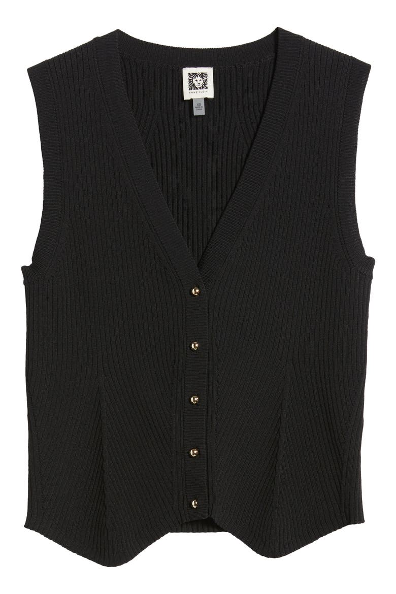 Fitted Direction Rib Sweater Vest, Alternate, color, ANNE BLACK