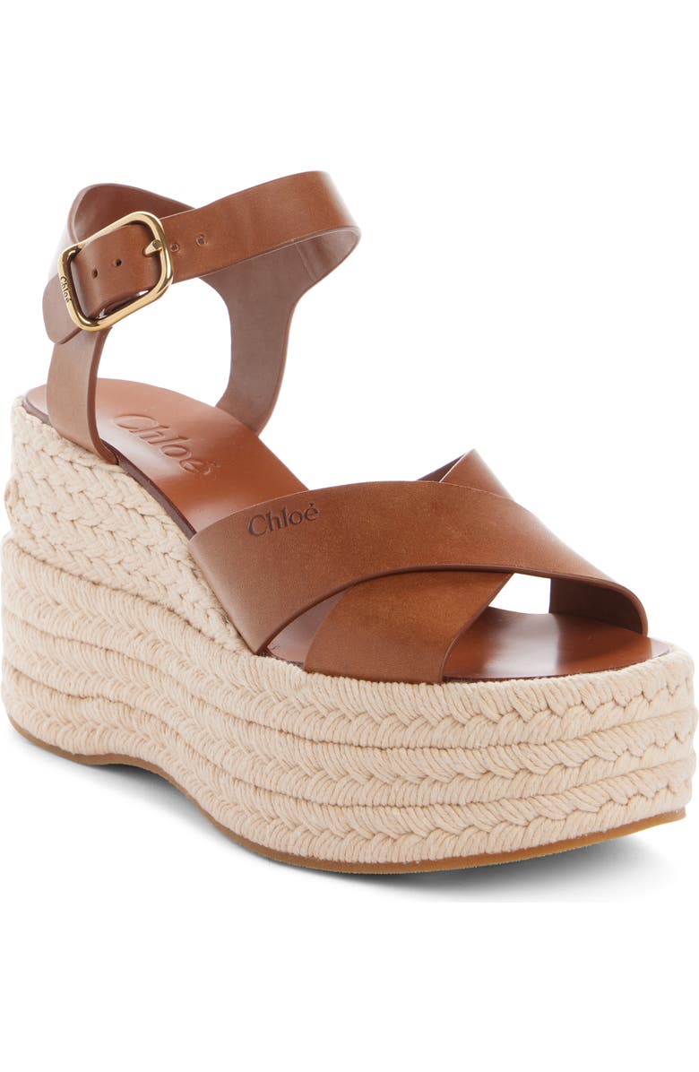 Chloé Isla Platform Espadrille Sandal, Main, color, Ginger Brown