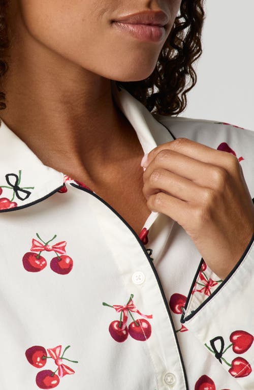 Florence By Mills Oversize Stretch Cotton Button-up Pajama Shirt In White