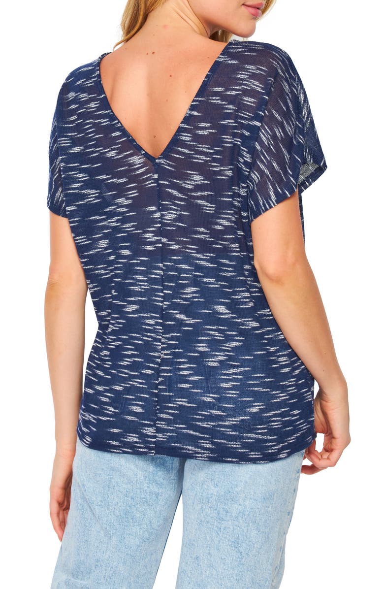 BLUEGREY Double V-Neck Slub Knit Top, Alternate, color, Navy