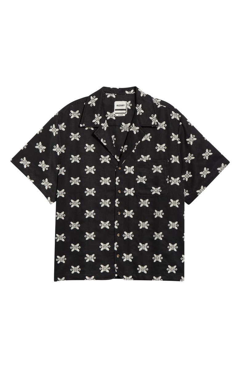 RIZORT Ronan Embroidered Camp Shirt, Main, color, Black