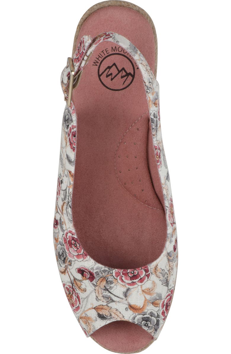 White Mountain Footwear Maize Slingback Wedge Sandal, Alternate, color, White/ Pink Floral Fabric