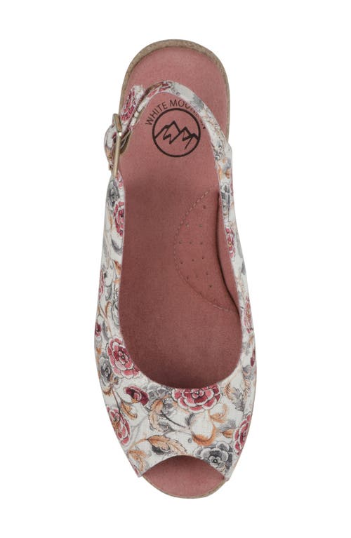 White Mountain Footwear Maize Slingback Wedge Sandal In White/pink Floral Fabric